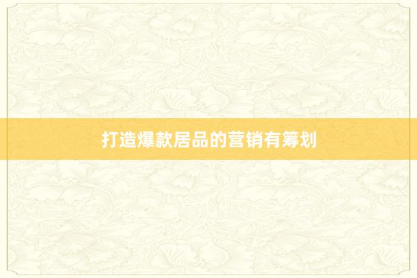 打造爆款居品的营销有筹划